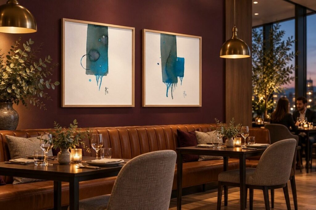 Dyptyk w wieczornej restauracji