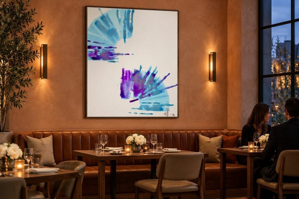 Ścieżka w ciepłym świetle restauracji