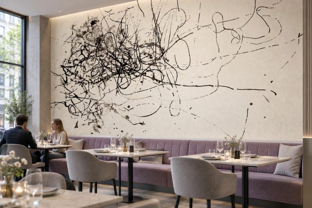 Grafika na całą ścianę restauracji